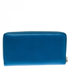 Gucci Blue Leather Soho Zip Around Wallet