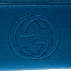 Gucci Blue Leather Soho Zip Around Wallet