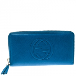 Gucci Blue Leather Soho Zip Around Wallet