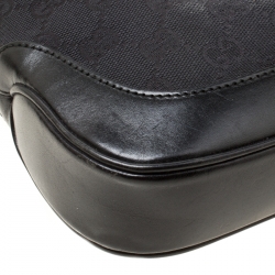 مملوكة مسبقًا Gucci Black GG Canvas and Leather Small Jackie Shoulder Bag