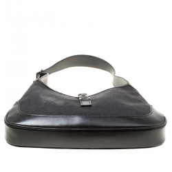 مملوكة مسبقًا Gucci Black GG Canvas and Leather Small Jackie Shoulder Bag