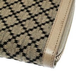 Gucci Beige Diamante Canvas and Leather Bamboo Tassel Zip Around Wallet