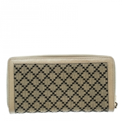 Gucci Beige Diamante Canvas and Leather Bamboo Tassel Zip Around Wallet