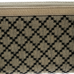 Gucci Beige Diamante Canvas and Leather Bamboo Tassel Zip Around Wallet