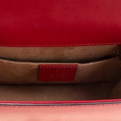Pre Owned حقيبة كتف غوتشي سيلفي بسلسلة ويب ميني جلد حمراء
