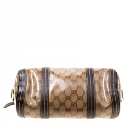 Pre Owned  Gucci Beige/Brown GG Crystal Canvas and Leather Small Duchessa Boston Bag