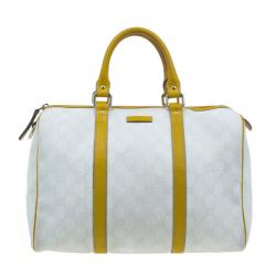 Pre Owned حقيبة غوتشي جوي بوسطن كانفاس أبيض وسط