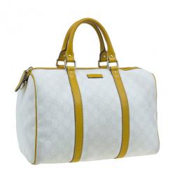 Pre Owned حقيبة غوتشي جوي بوسطن كانفاس أبيض وسط