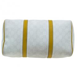 Pre Owned حقيبة غوتشي جوي بوسطن كانفاس أبيض وسط