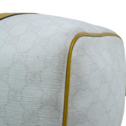 Pre Owned حقيبة غوتشي جوي بوسطن كانفاس أبيض وسط