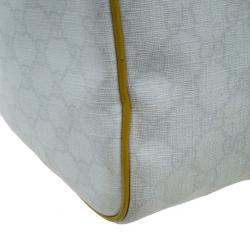 Pre Owned حقيبة غوتشي جوي بوسطن كانفاس أبيض وسط