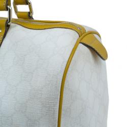 Pre Owned حقيبة غوتشي جوي بوسطن كانفاس أبيض وسط