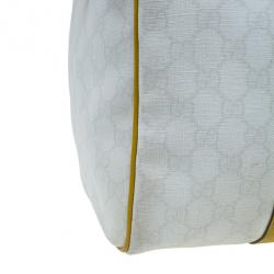 Pre Owned حقيبة غوتشي جوي بوسطن كانفاس أبيض وسط