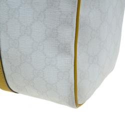 Pre Owned حقيبة غوتشي جوي بوسطن كانفاس أبيض وسط