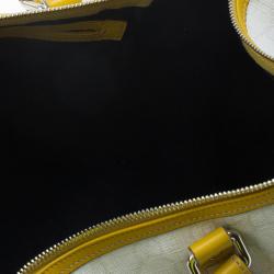 Pre Owned حقيبة غوتشي جوي بوسطن كانفاس أبيض وسط