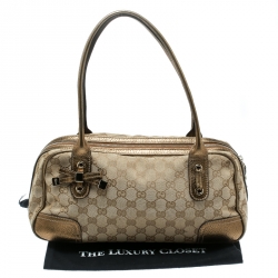 مملوكة مسبقًا حقيبة غوتشي برينسي بوسطن جلد وكانفاس GG بيج