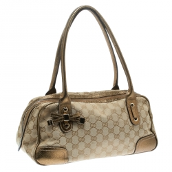 مملوكة مسبقًا حقيبة غوتشي برينسي بوسطن جلد وكانفاس GG بيج