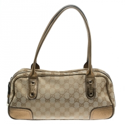 مملوكة مسبقًا حقيبة غوتشي برينسي بوسطن جلد وكانفاس GG بيج