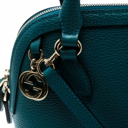 مملوكة مسبقًا Gucci Turquoise Leather Medium Dome Convertible Crossbody Bag