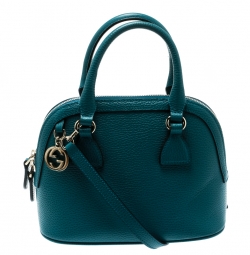 مملوكة مسبقًا Gucci Turquoise Leather Medium Dome Convertible Crossbody Bag