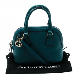 مملوكة مسبقًا Gucci Turquoise Leather Medium Dome Convertible Crossbody Bag