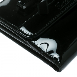 Gucci Black Patent Leather Bow Compact Wallet