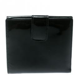 Gucci Black Patent Leather Bow Compact Wallet