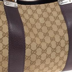 مملوكة مسبقًا Gucci Beige/Ebony GG Canvas Bamboo Bar Medium Tote Bag