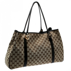 Pre Owned Gucci Beige/Ebony GG Canvas Large GG Twins Tote