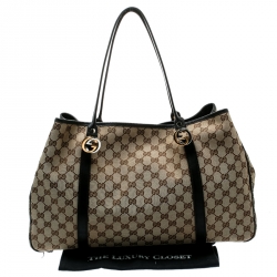 Pre Owned Gucci Beige/Ebony GG Canvas Large GG Twins Tote