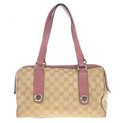 مملوكة مسبقًا Gucci GG Pink Trim Charmy Satchel