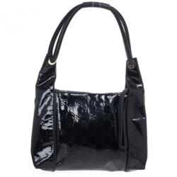 Pre Owned Gucci Black Patent GG Monogram Medium Hobo