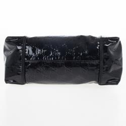 Pre Owned Gucci Black Patent GG Monogram Medium Hobo