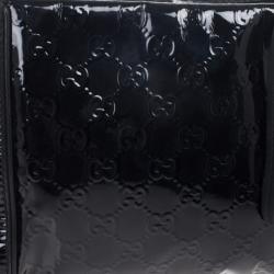 Pre Owned Gucci Black Patent GG Monogram Medium Hobo