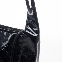 Pre Owned Gucci Black Patent GG Monogram Medium Hobo