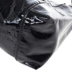 Pre Owned Gucci Black Patent GG Monogram Medium Hobo