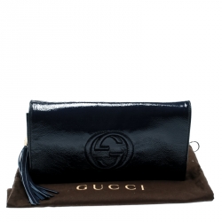 Pre Owned Gucci Navy Blue Leather Soho Clutch