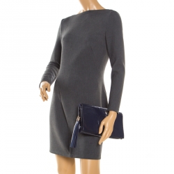 Pre Owned Gucci Navy Blue Leather Soho Clutch