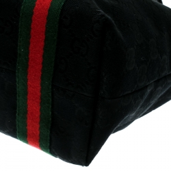 Pre Owned Gucci Black GG Canvas and Leather Mini Jolicoeur Web Tote