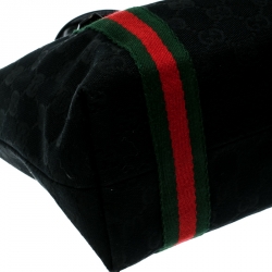 Pre Owned Gucci Black GG Canvas and Leather Mini Jolicoeur Web Tote