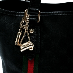 Pre Owned Gucci Black GG Canvas and Leather Mini Jolicoeur Web Tote