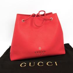 Pre Owned Gucci Light Red Pebbled Leather Large Gifford Tote