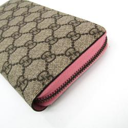 Gucci Pink/Beige GG Supreme Coated Canvas Zip Around Wallet