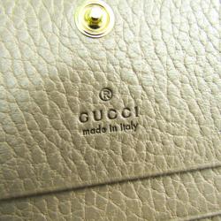 Gucci Beige Pebbled Leather GG Marmont Card Case
