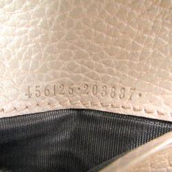 Gucci Beige Pebbled Leather GG Marmont Card Case
