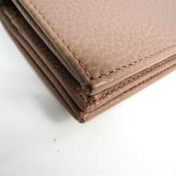 Gucci Beige Pebbled Leather GG Marmont Card Case