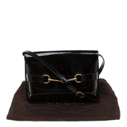 Pre Owned Gucci Black Patent Leather Bright Bit Shoulder Bag