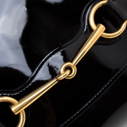Pre Owned Gucci Black Patent Leather Bright Bit Shoulder Bag