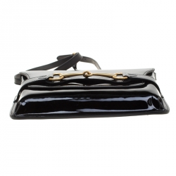 Pre Owned Gucci Black Patent Leather Bright Bit Shoulder Bag