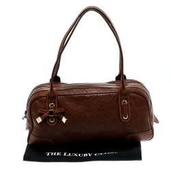 Pre Owned Gucci Brown Guccissima Leather Princy Boston Bag